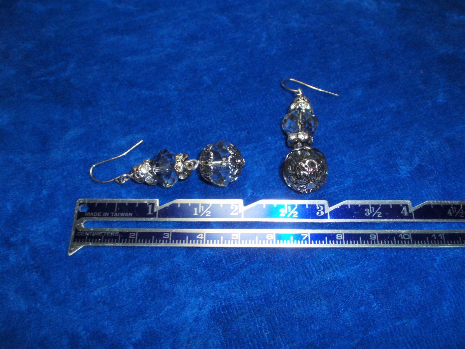 Silver Colored Filigree, Rhinestone & Clear Faceted Beads on 2