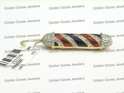 Pre-owned Gnd Atlanta Clearance Yellow Gold Diamond Barber Pole Hair Cutting Grind Pendant Charm Man In White