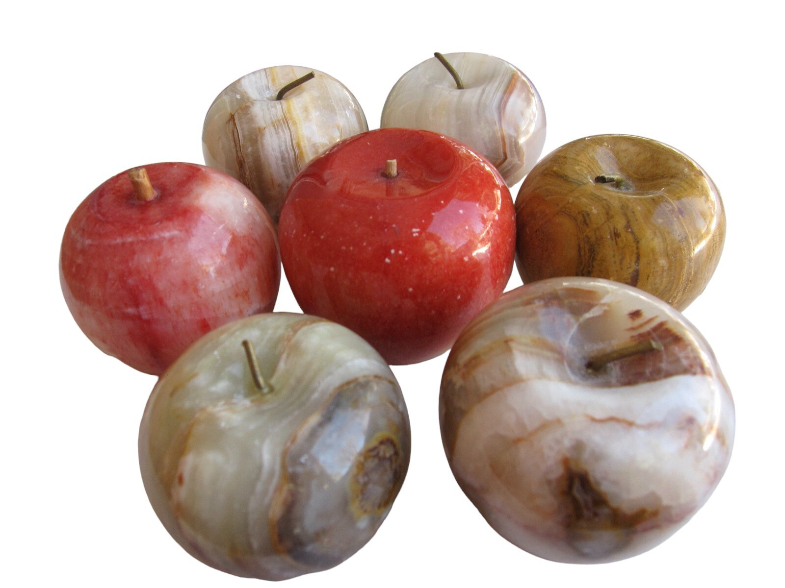 Vintage 90s Stone Fruit 7 Pieces Agate Onyx Apples