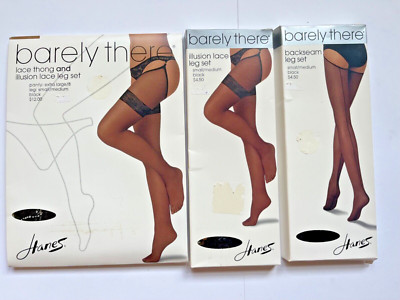 NEW Hanes Barely There Lace Thong & illusion Lace Leg Set 3 pairs size 8/S/M