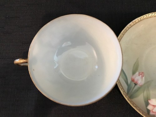 Teacup and Saucer, Tulips, Handpainted