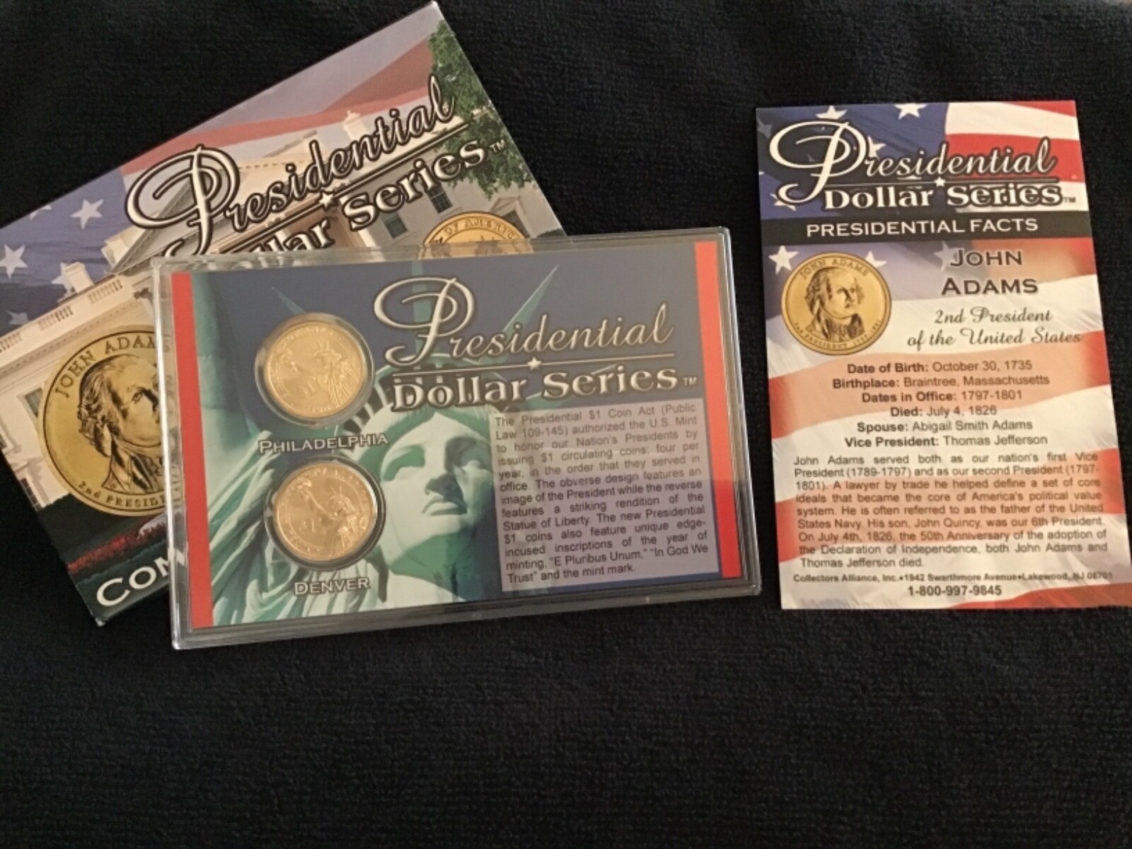 2007-P&D JOHN ADAMS COMMEMORATIVE PRESIDENTIAL DOLLAR SET