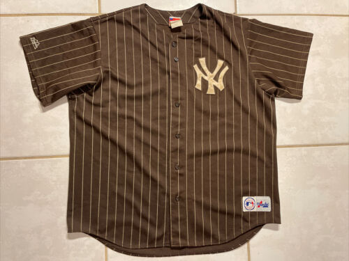 Rare Vintage MAJESTIC New York Yankees BROWN Pinstriped MLB Rare Vintage MAJESTIC New York Yankees BROWN Pinstriped MLB