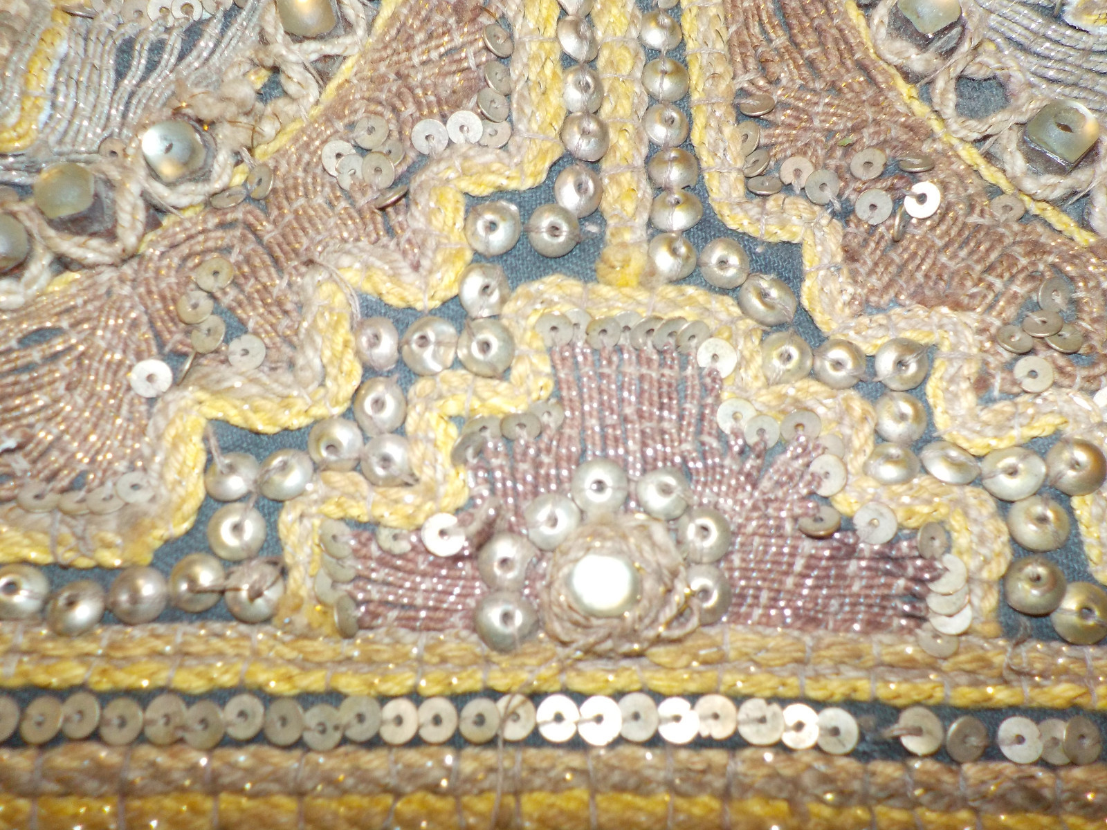 Large Antique Burmese Kalaga Gold Thread Tapestry of  Peacocks c.1890-1910, Nice