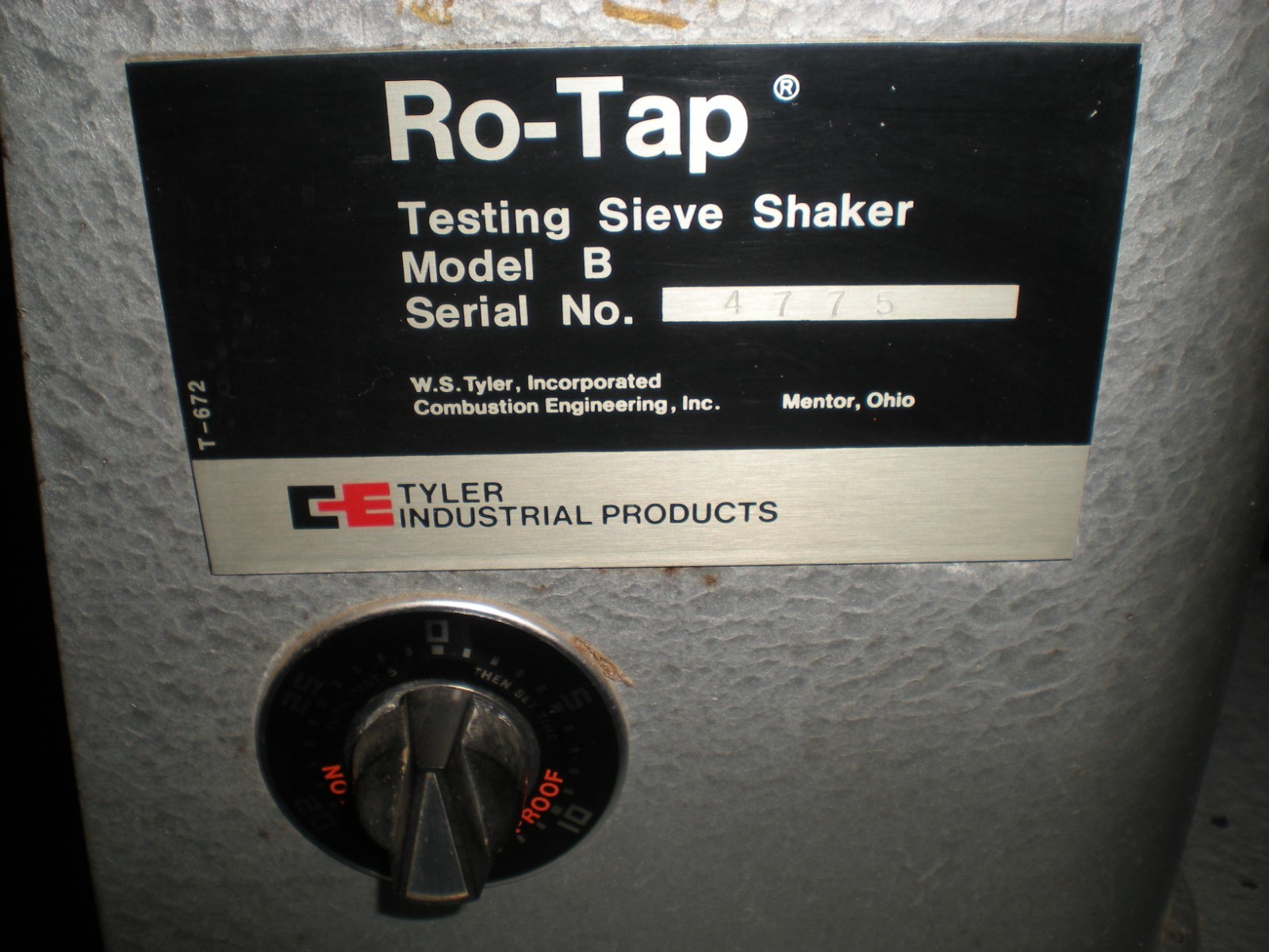 Tyler Ro-Tap Model B Testing Sieve Shaker on Steel Frame - 120VAC - Test Ran OK