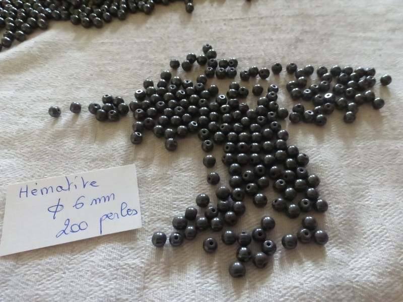 Super Affaire !!! Lot  De 200 Perles Rondes 6 Mm En Hematite Ancienne