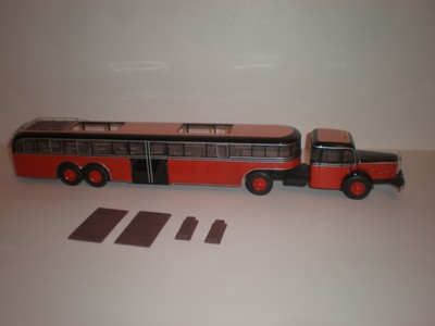 1/43 Truck Mercedes Benz L.6500 Bus semi-trailer Setra Sattel-Zug 1939 Handmade