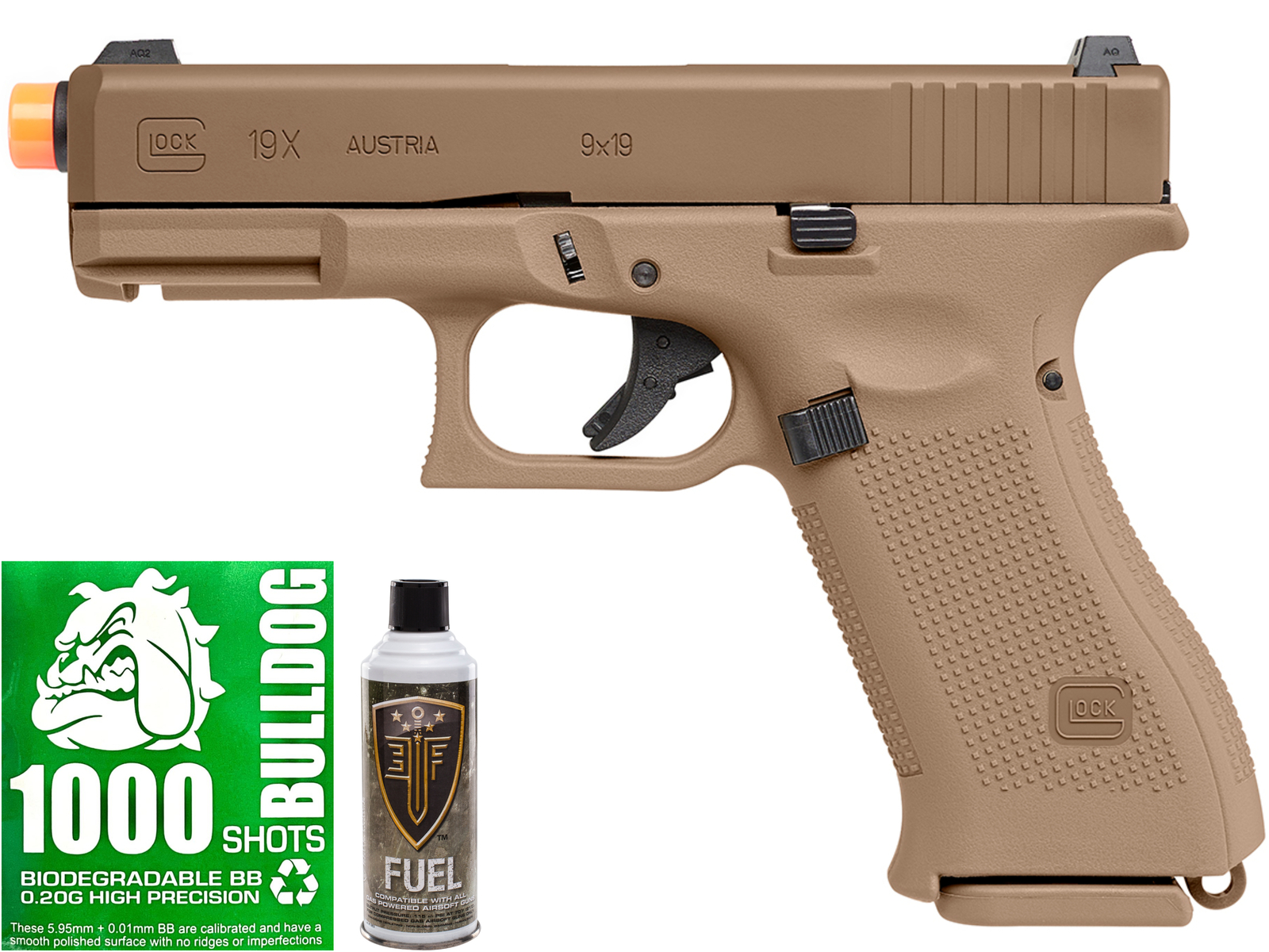 Airsoft GLOCK 19X Gen5 Gas Blowback UMAREX EF + 8oz Green Gas Can