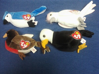 TY Beanie Baby Birds Early Baldy KuKu Rocket with Tags