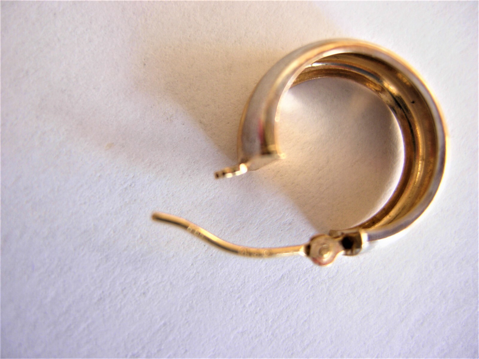 14K Two Tone Yellow and White Gold Hoop Earrings