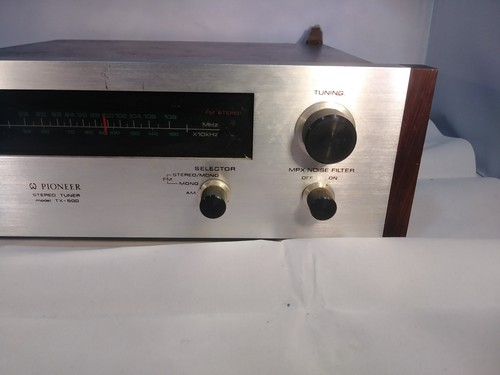 Vintage Pioneer TX 500 Stereo Tuner AM FM Silver Wood Face JAPAN 1970s tested