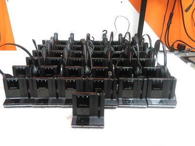 Lot of 37 Defective Plantronics WO2 Base Stations & 30X Wireless Headsets AS-IS