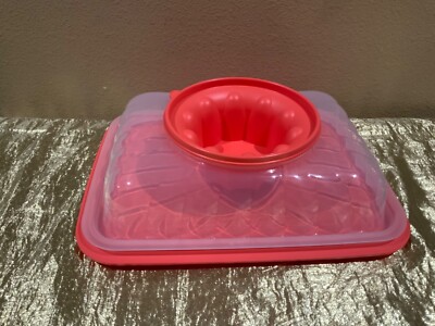 Tupperware New JUMBO n UNIQUE Beautiful Guava Color Jel-Ring Dome Mold Jel-Party