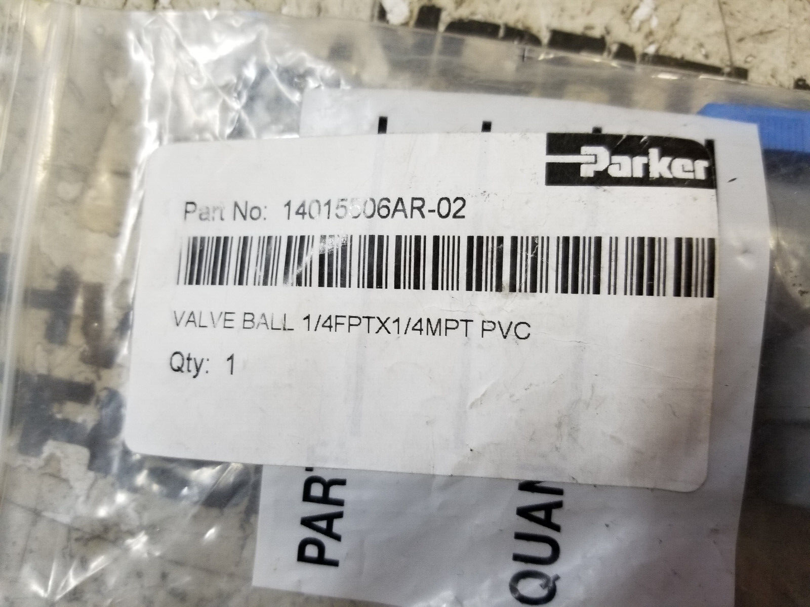 PARKER BALL TAP 1/4FPTX1/4MPT PVC 14015506AR-02 - Picture 1 of 2