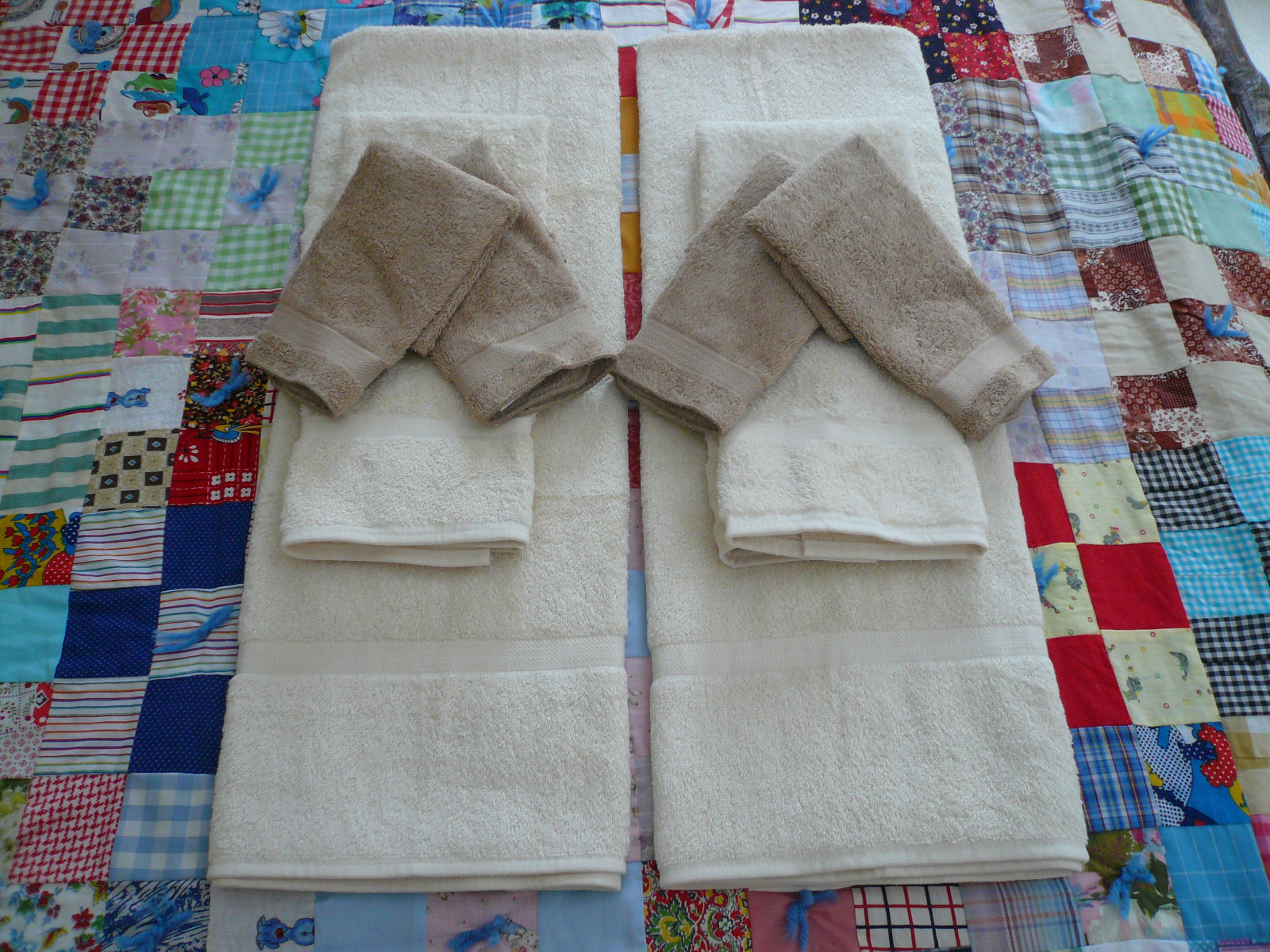 Vtg Lot NOS Towel Set Fieldcrest 100% Pima Cotton Loop Ivory Beige Bath Hand 8pc