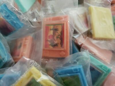 VIntage Gumball Charm Vending Flicker TV Erasers Lot 5 New Old Stock Hong Kong