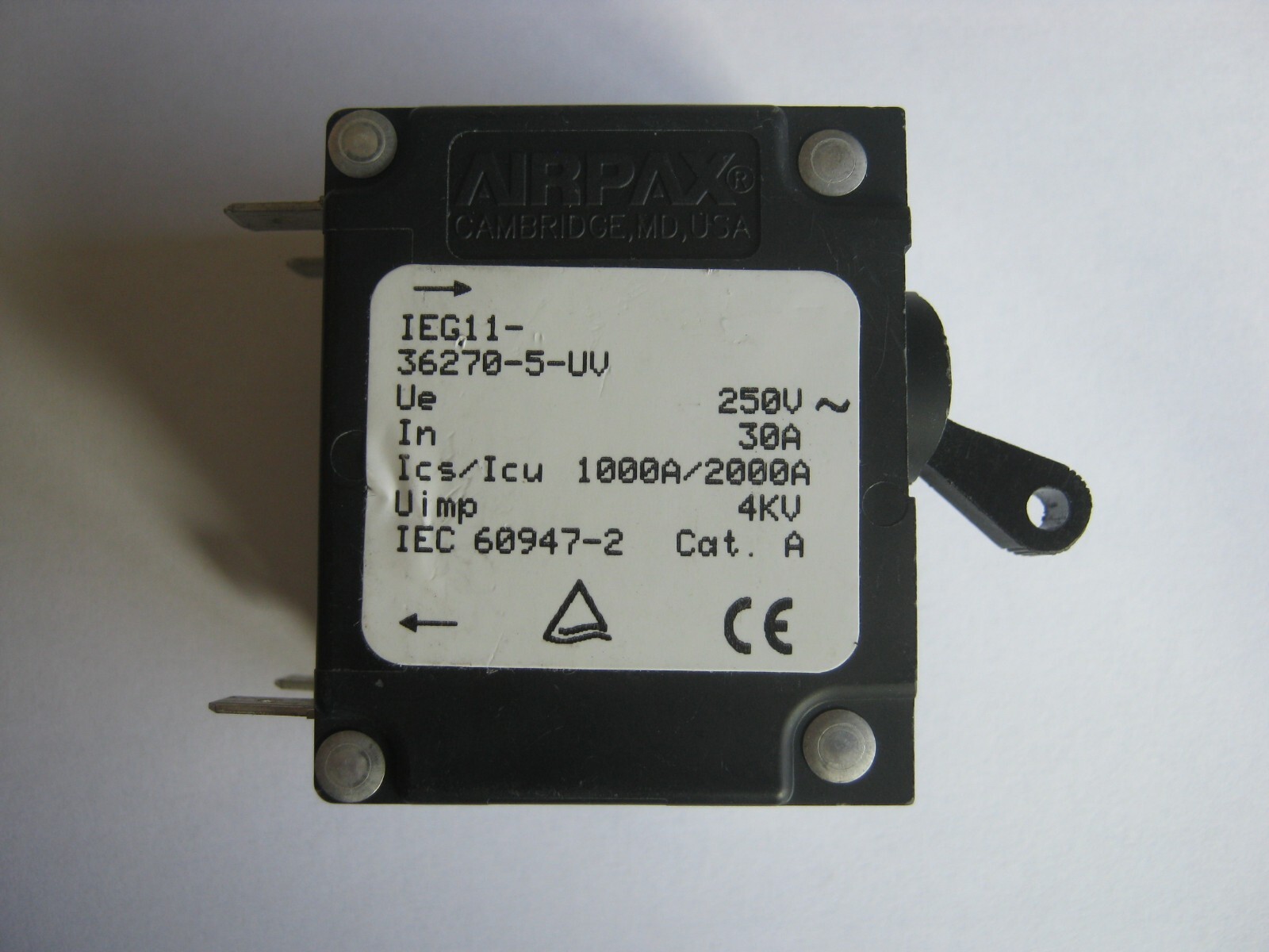 Airpax IEG11-36270-5-UV 30A 30 Amps 2 pole 250v Circuit Airpax IEG11-36270-5-UV 30A 30 Amps 2 pole 250v Circuit