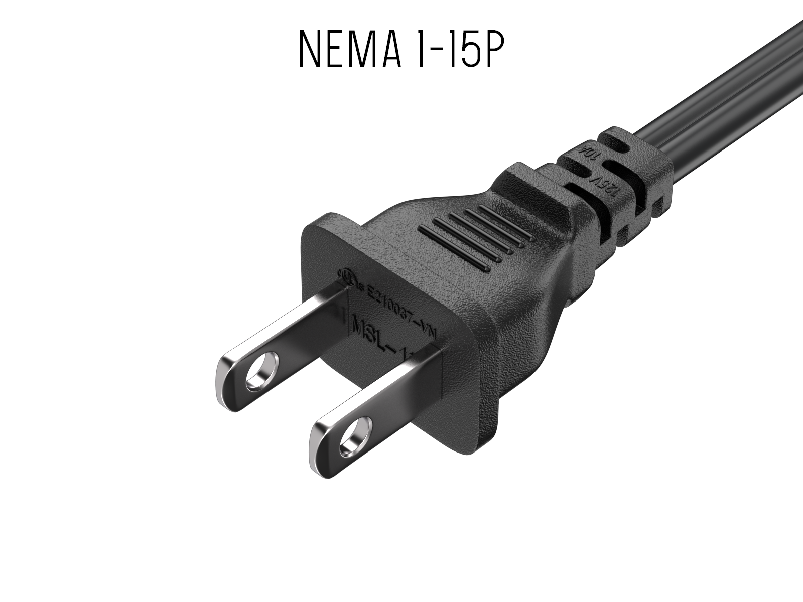 3 ft 18 AWG Notebook Power Cord, Non-Polarized (IEC320 C7 to NEMA 1-15P)