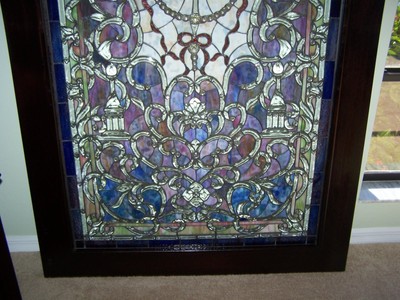 Stained glass multi-color framed art piece-large -REDUCED again