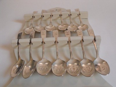 Vintage ... Silver Plated State Spoon Collection With Wall Display Case!!