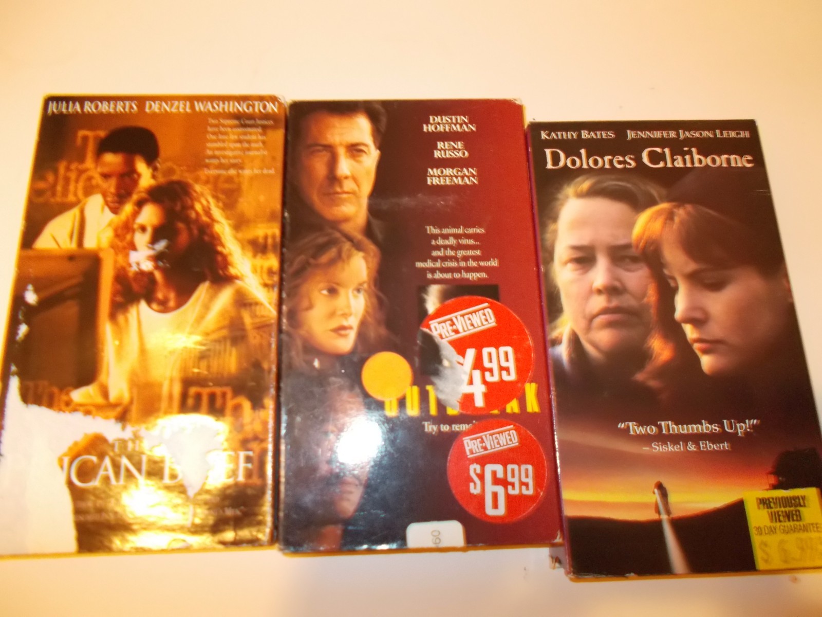 pelican Brief ,Delores Claiborne,Outbreak   VHS Tapes