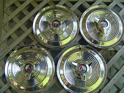1963 1964 FORD GALAXIE 500 XL 427 15 IN SPINNER 4 HUBCAPS WHEEL COVERS VINTAGE
