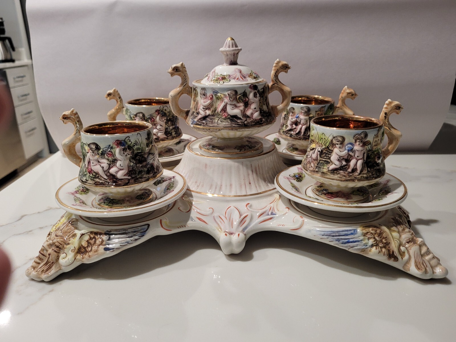 R，CAPODIMONTE  ITALY ポット R，CAPODIMONTE ITALY ポット