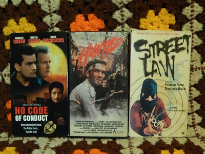 No Code of Conduct + Hunted + Street Law (VHS x 3) Action Suspense Retro Video
