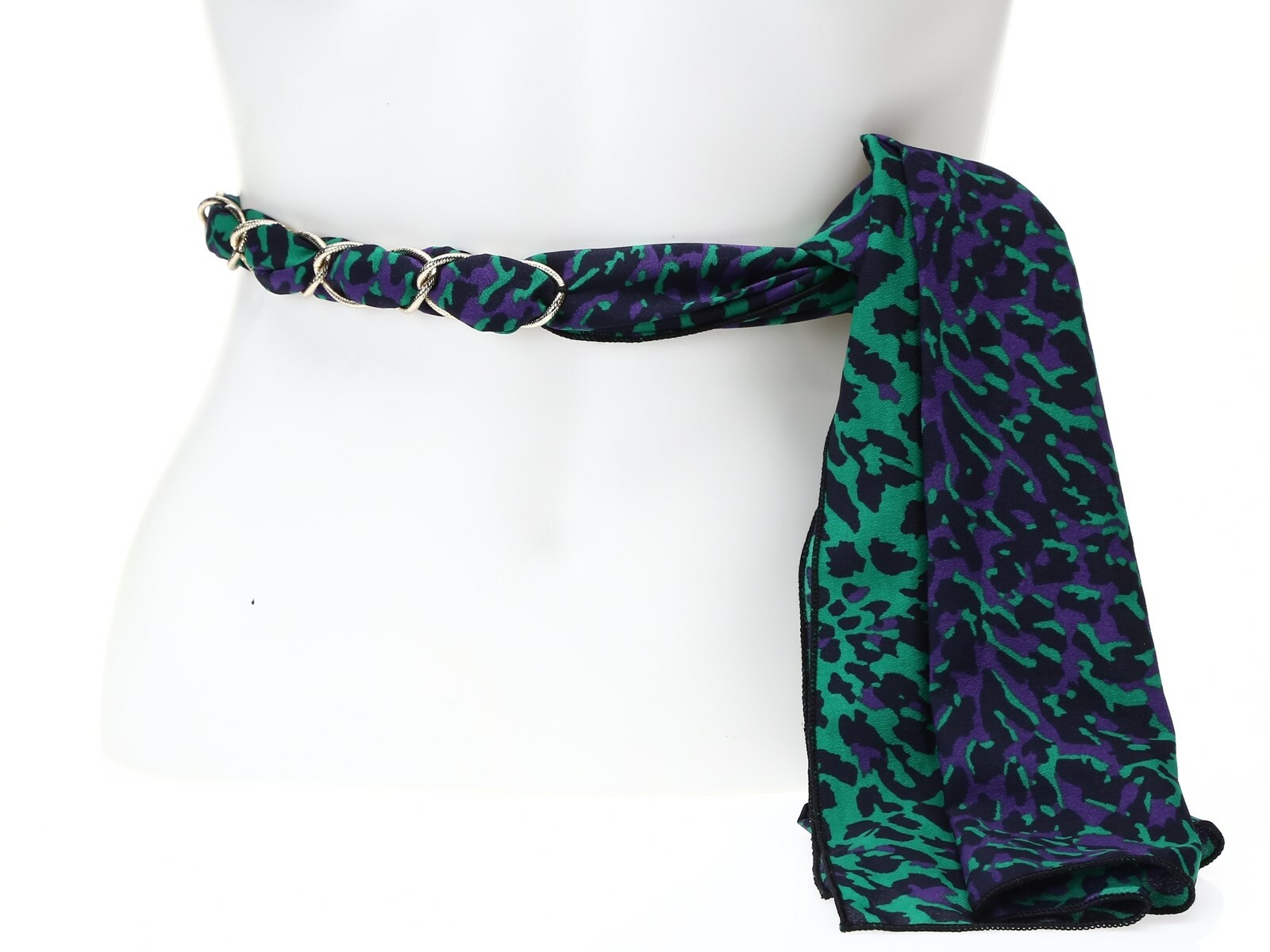 CARA Woman's Green Scarf and Chain Belt Sz S 135210
