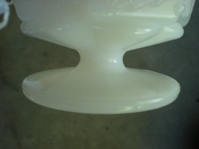 E.O. BROADY Milk Glass VASE COPOTE Grape & Vine Scallop Edge 2250