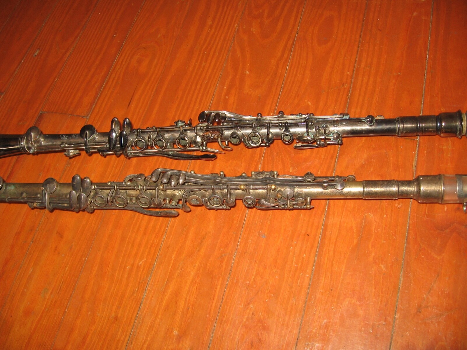 Two Metal Clarinets. 