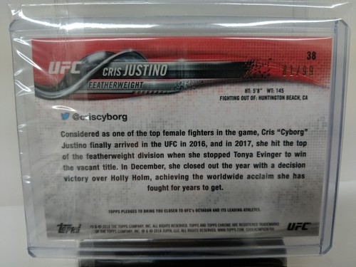 Cris Justino UFC Topps Chrome 2018 Green Refractor 81/99 MMA Cyborg