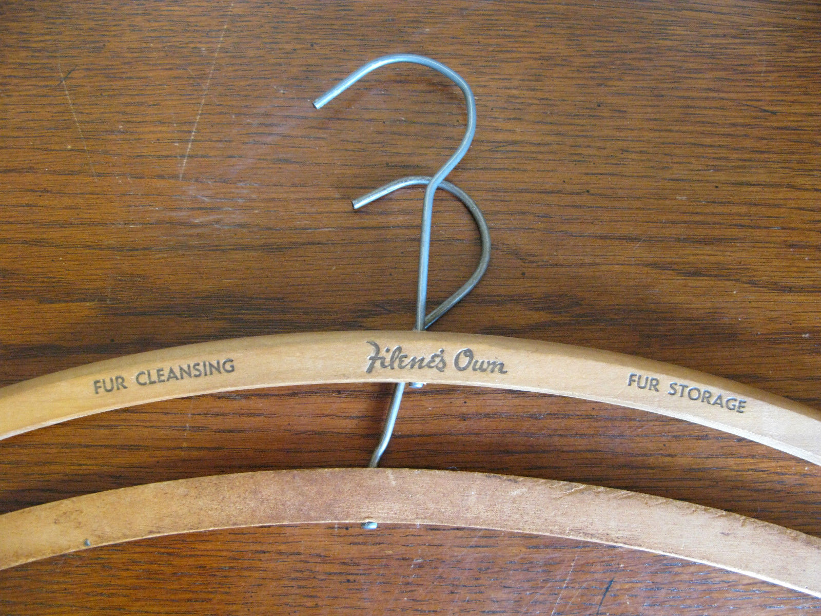 2 Vintage Wooden Wood Coat Clothes Hanger...Filene's ....Maplewood...N.J.