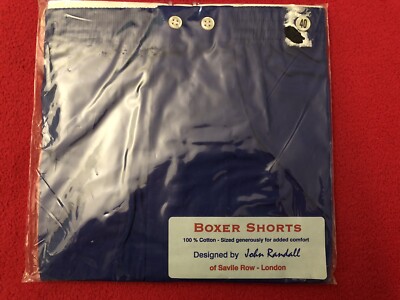 NWT John Randall of Savile Row Men's sz 40 100% Cotton Dark Blue Boxer Shorts