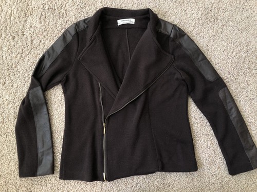 Aldomartins Sz 8 Brown Asymetrical Zip Up Moto Sweater Lamb