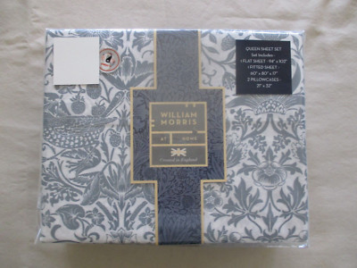 NEW 4pc William Morris Queen Sheet Set STRAWBERRY THIEF - FRENCH BLUE
