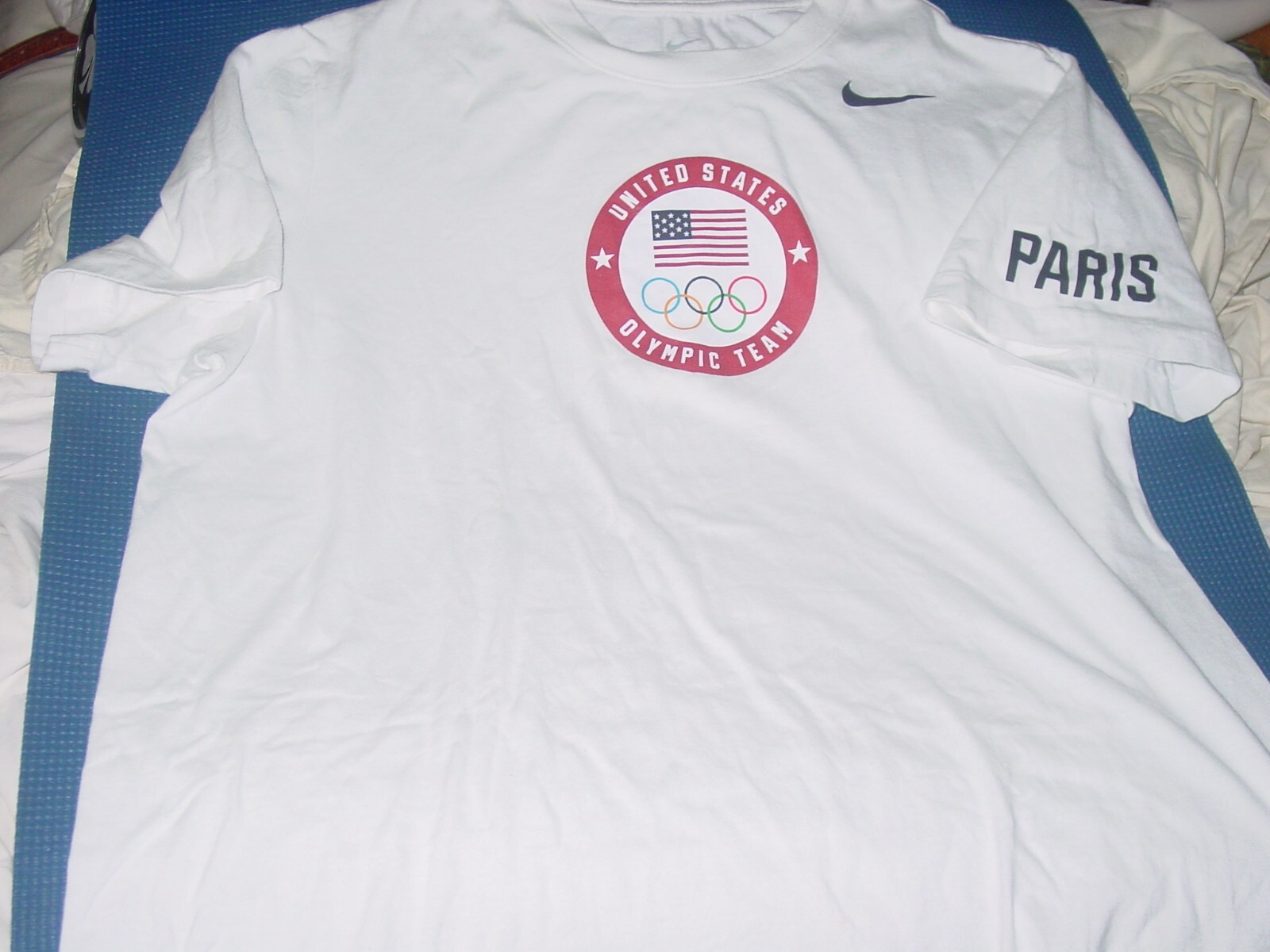 NIKE USA OLYMPIC TEAM PARIS COTTON T SHIRT LARGE MEN WHITE