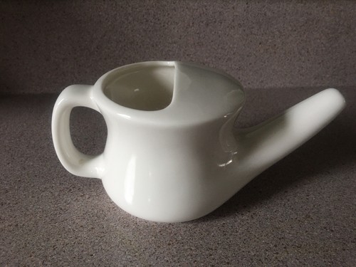 New White Neti Ceramic Pot Nasal Sinus Cleaner Cleanser Rinse Flush Irrigate