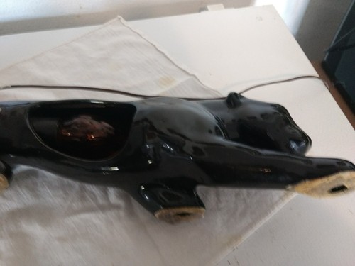 Vtg Mid Century Modern Eames Black Panther TV Ceramic Lamp Sleek Minimalist 21