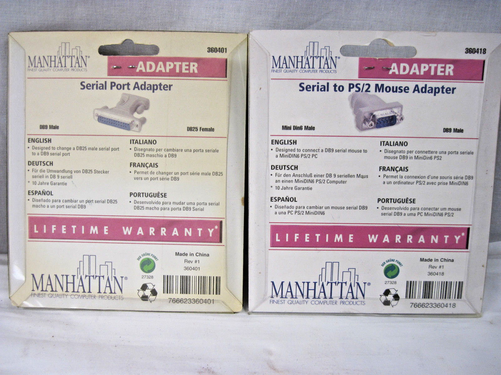 10 Manhattan Adapters Serial to PS/2 Mouse Serial Port & Interface DB9M / DB25F