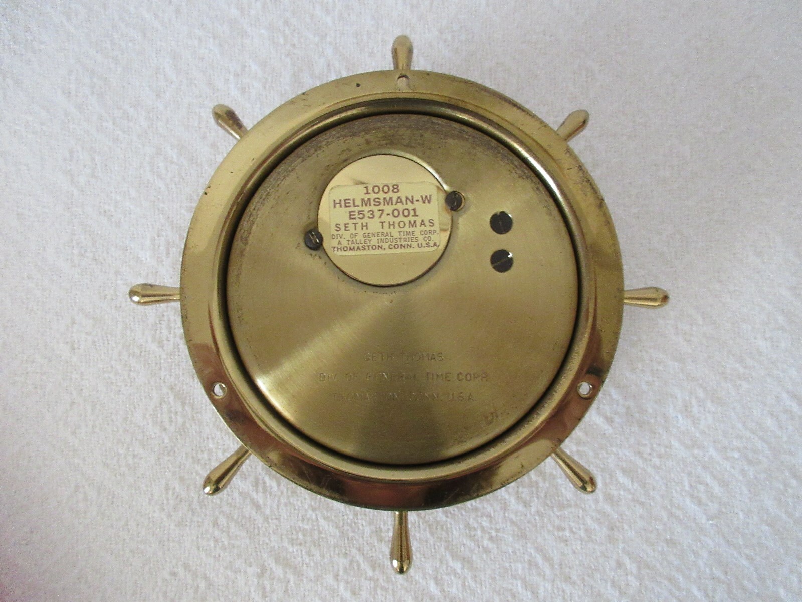 Vintage Seth Thomas Helmsman Ship Ships Military Naval Time Clock E537-001 WORKS