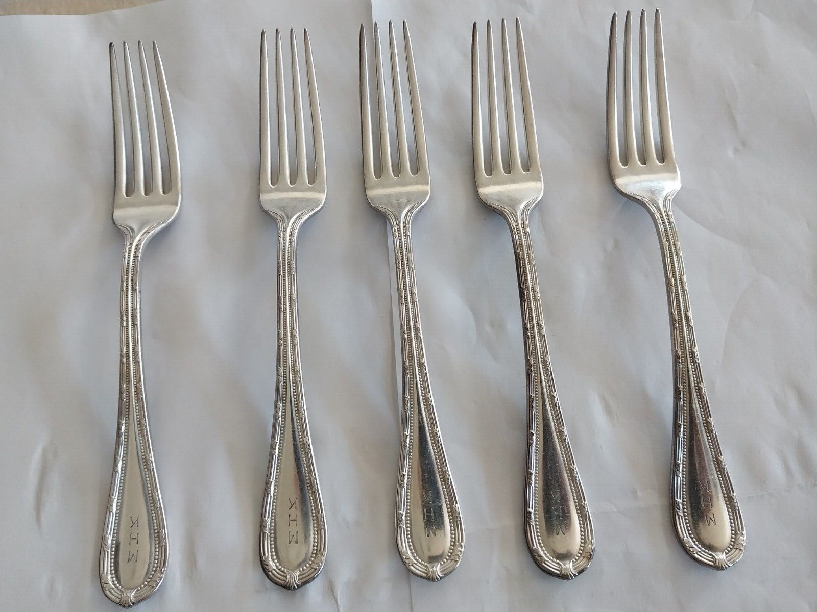 5 Antique Early Gorham GMCo EP PAT 1906 Silverplate Forks 7