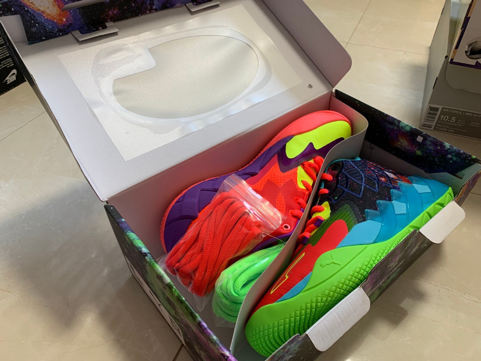 Pre-owned Puma Mb.01 Be You Lamelo Ball Boys Gs Kids Youth Green Gecko Red Blast 376889-01