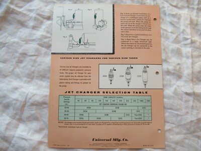 1957 Universal jet charger specification sheet brochure