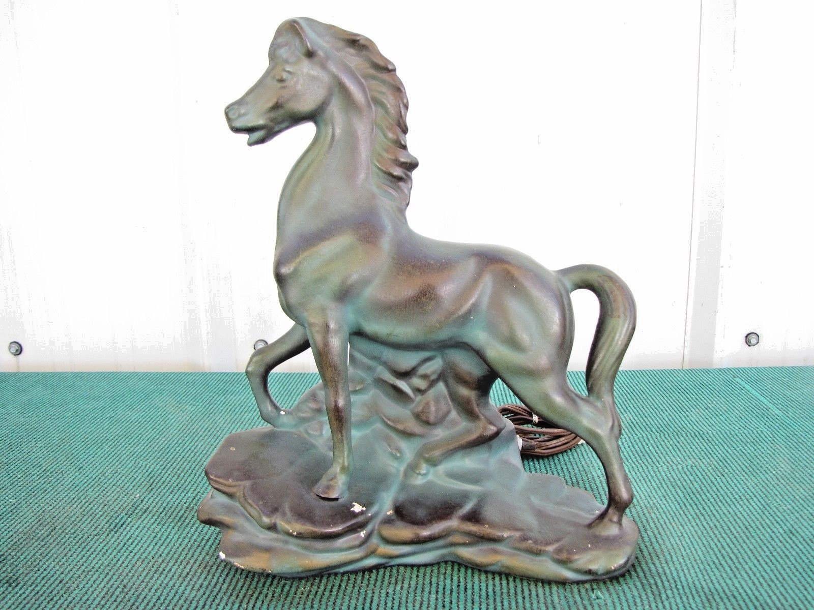 Vintage 1950's Ceramic Horse TV Lamp Table Light Green