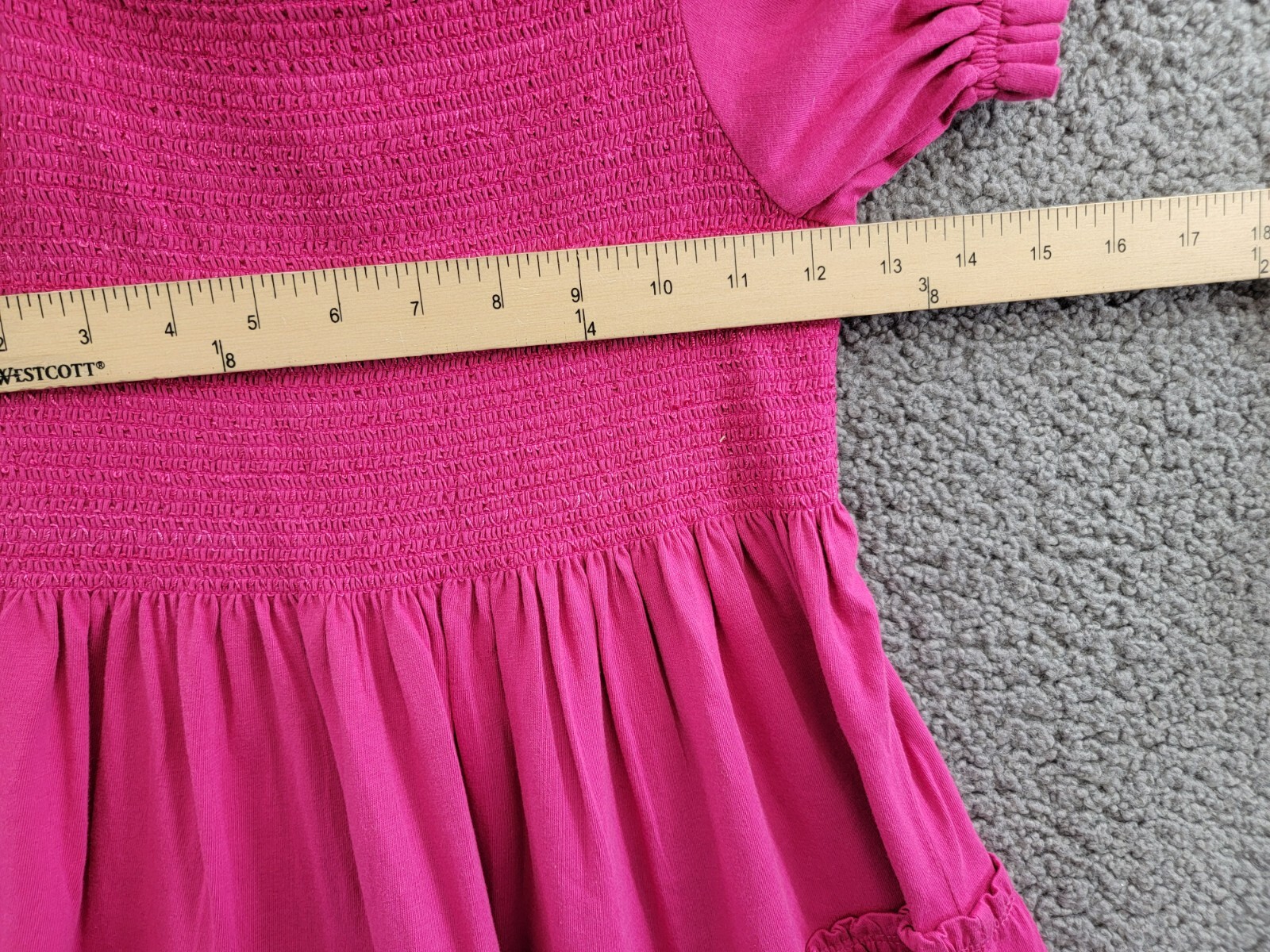 Polo Ralph Lauren Smocked Jersey Dress Big Girls XL (16) Pink Square Neck S/S - Picture 6 of 16