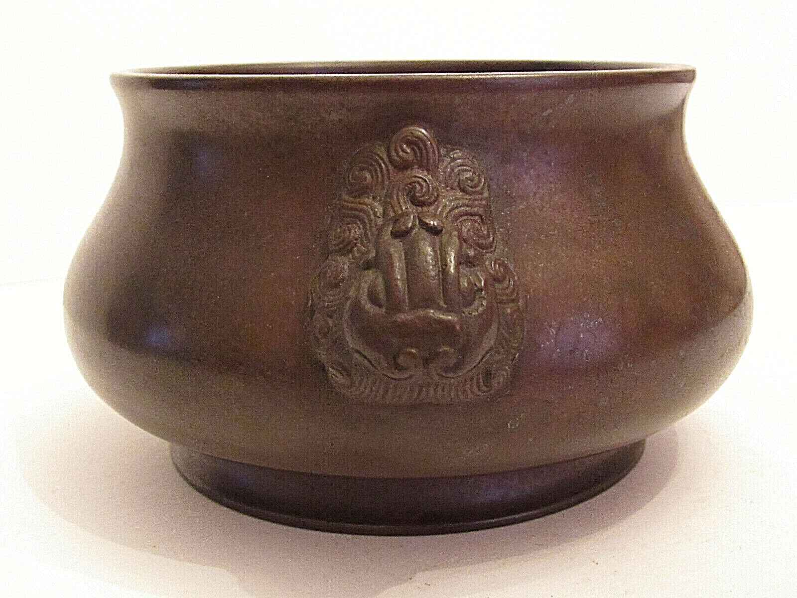 Antique Chinese Bronze Washer with Stylized Bi Hsieh Handles Spink & Son Label