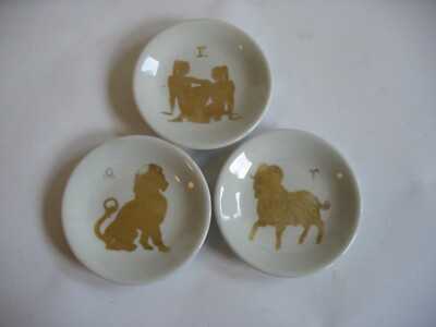 S/3 Dealano Studios Rees Orr NY 3 1/2'' Butterpats Zodiac Leo Gemini Aries