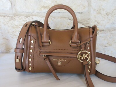 Michael Kors Carine Leather Extra-Small Satchel Choice: Luggage/Brown White Blue