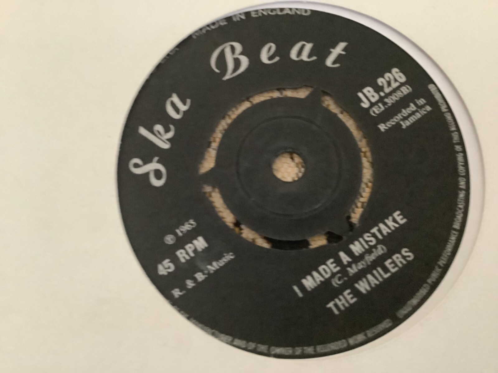 英7” The Soul Brothers / The Wailer Train To Ska-Ville / I Made A Mistake  JB.226 Ska Beat /00050 The Soul Bro's / The Wailers – Train To Ska-Ville / I Made A